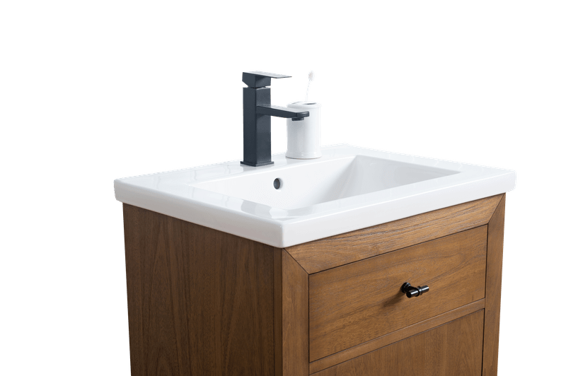 Vanity Art VA7024-T 24 Inch Single Sink Bathroom Vanity in Tan with Marble Countertop - Vanity Art VA7024-T