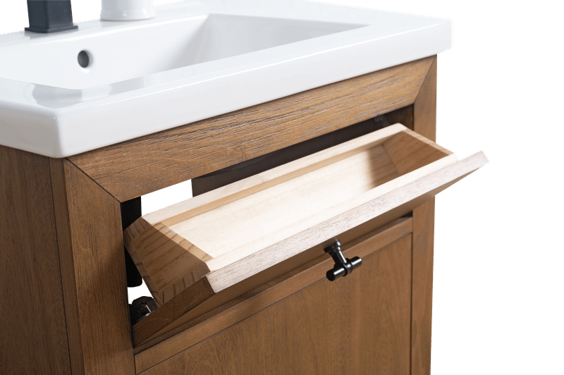 Vanity Art VA7024-T 24 Inch Single Sink Bathroom Vanity in Tan with Marble Countertop - Vanity Art VA7024-T