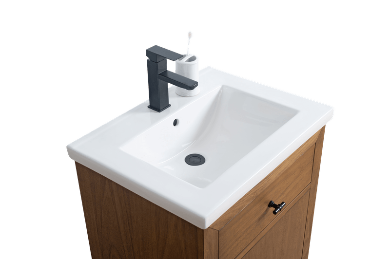 Vanity Art VA7024-T 24 Inch Single Sink Bathroom Vanity in Tan with Marble Countertop - Vanity Art VA7024-T