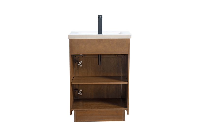Vanity Art VA7024-T 24 Inch Single Sink Bathroom Vanity in Tan with Marble Countertop - Vanity Art VA7024-T