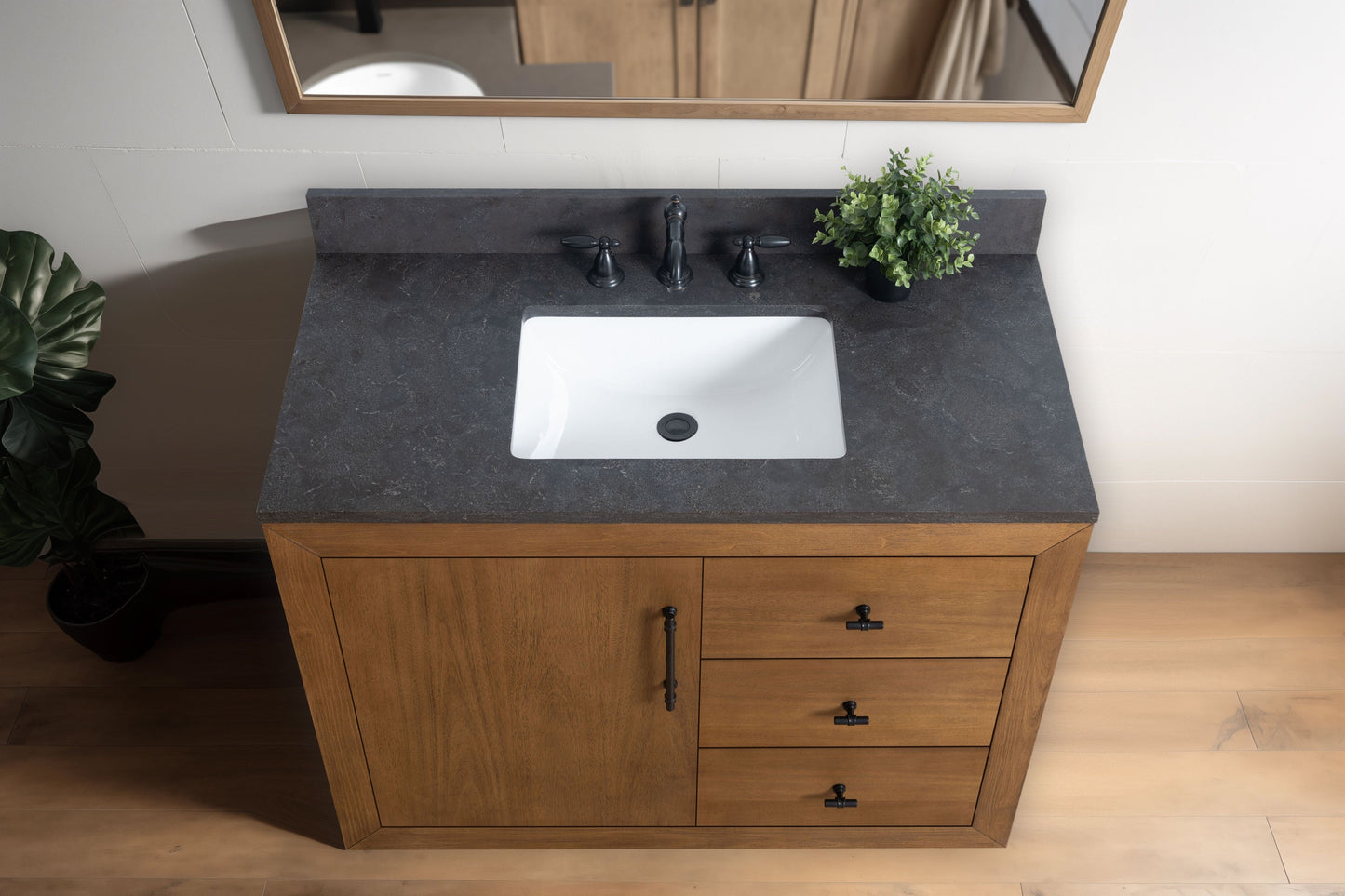 Vanity Art VA7042-T-BT 42 Inch Single Sink Bathroom Vanity in Tan with Limestone Top - Vanity Art VA7042-T-BT