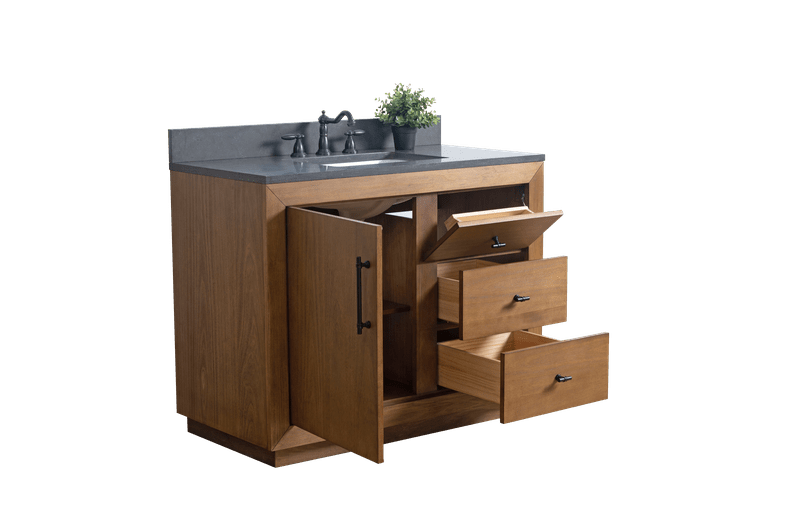 Vanity Art VA7042-T-BT 42 Inch Single Sink Bathroom Vanity in Tan with Limestone Top - Vanity Art VA7042-T-BT