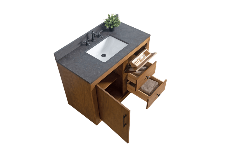 Vanity Art VA7042-T-BT 42 Inch Single Sink Bathroom Vanity in Tan with Limestone Top - Vanity Art VA7042-T-BT