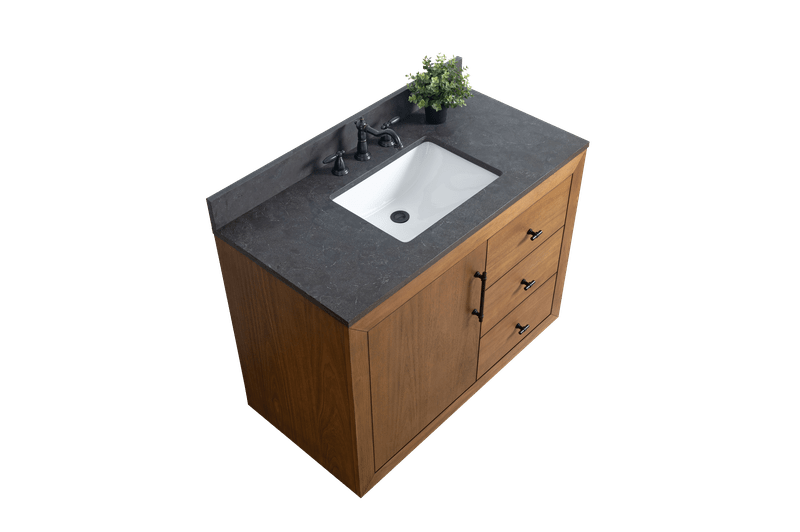 Vanity Art VA7042-T-BT 42 Inch Single Sink Bathroom Vanity in Tan with Limestone Top - Vanity Art VA7042-T-BT