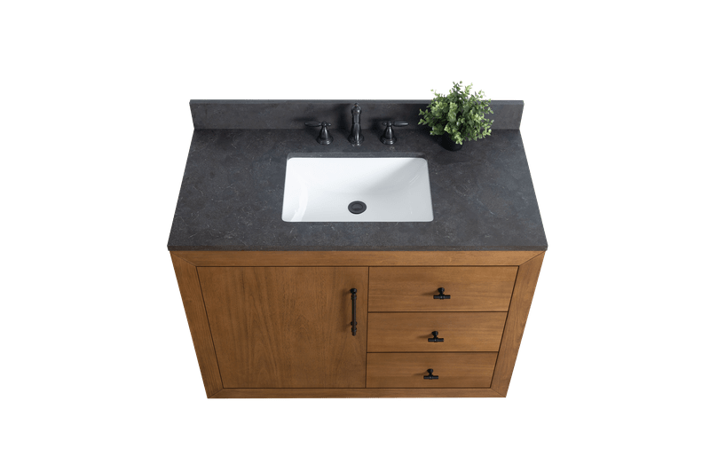 Vanity Art VA7042-T-BT 42 Inch Single Sink Bathroom Vanity in Tan with Limestone Top - Vanity Art VA7042-T-BT