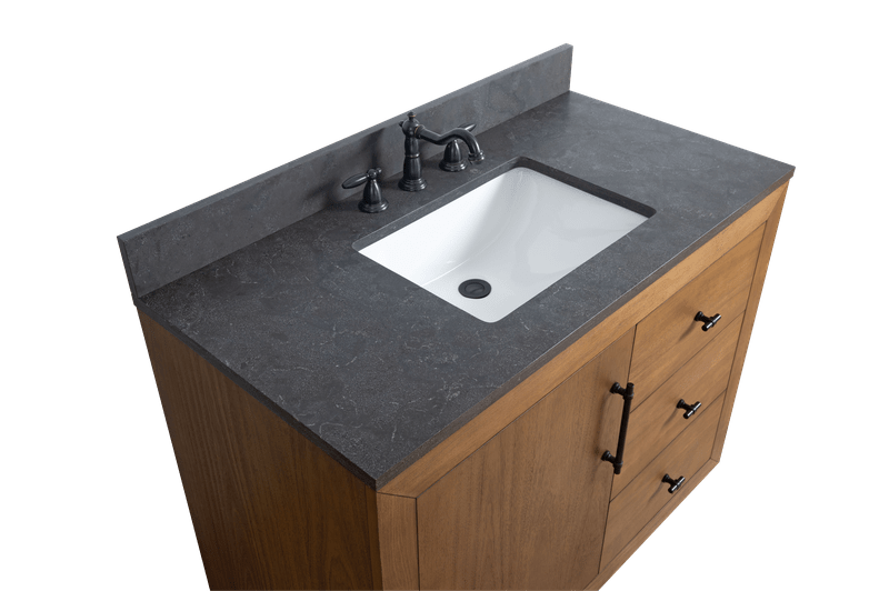 Vanity Art VA7042-T-BT 42 Inch Single Sink Bathroom Vanity in Tan with Limestone Top - Vanity Art VA7042-T-BT