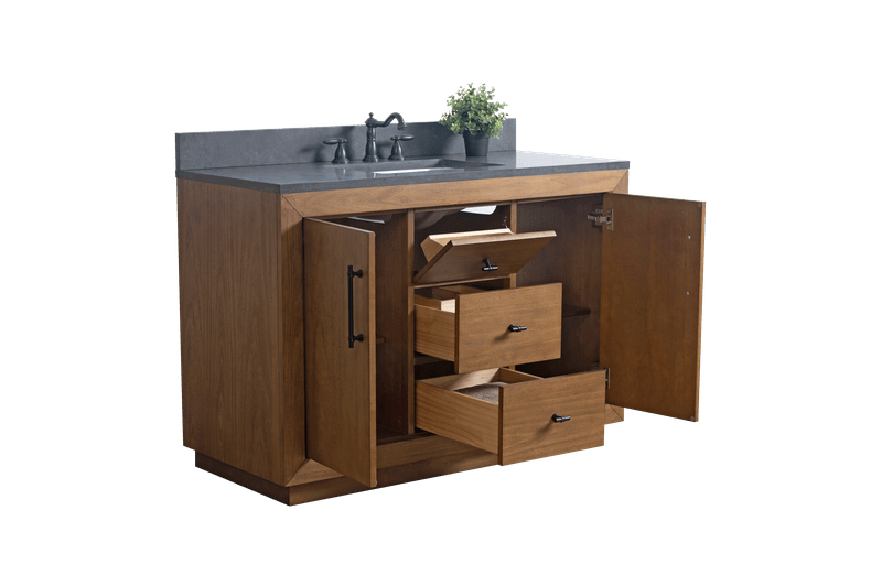 Vanity Art VA7048-T-BT 48 Inch Single Sink Bathroom Vanity in Tan with Limestone Top - Vanity Art VA7048-T-BT
