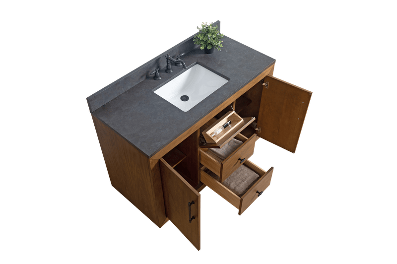 Vanity Art VA7048-T-BT 48 Inch Single Sink Bathroom Vanity in Tan with Limestone Top - Vanity Art VA7048-T-BT