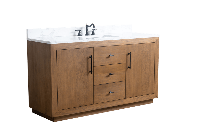 Vanity Art VA7060-ST-ET 60 Inch Single Sink Bathroom Vanity in Tan with Marble Countertop - Vanity Art VA7060-ST-ET