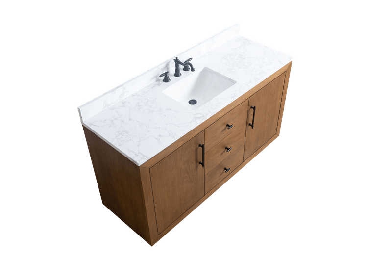 Vanity Art VA7060-ST-ET 60 Inch Single Sink Bathroom Vanity in Tan with Marble Countertop - Vanity Art VA7060-ST-ET