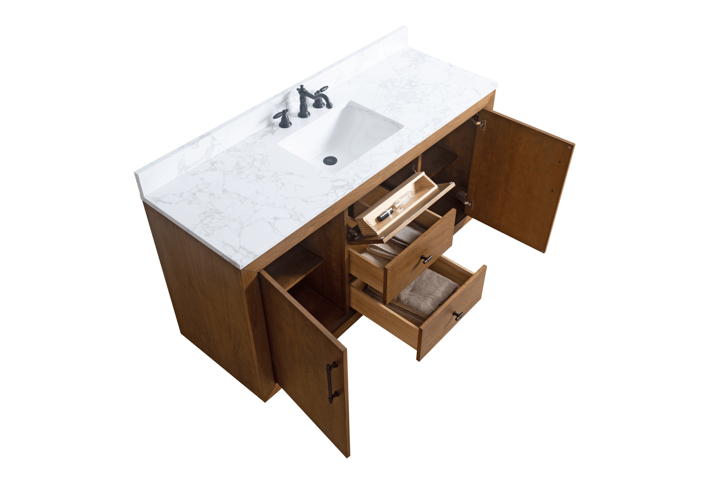 Vanity Art VA7060-ST-ET 60 Inch Single Sink Bathroom Vanity in Tan with Marble Countertop - Vanity Art VA7060-ST-ET
