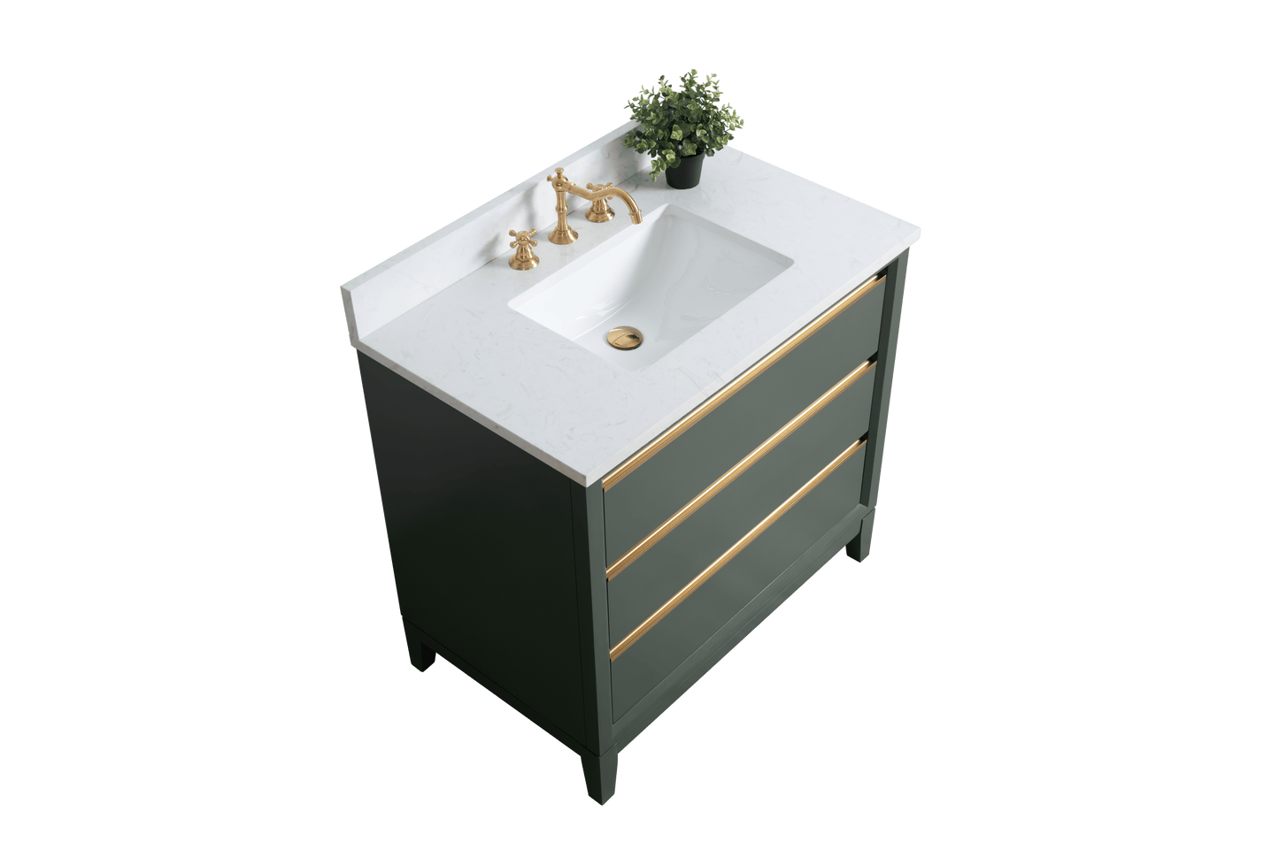 Vanity Art VA8036-VG 36 Inch Single Sink Bathroom Vanity in Vintage Green with Marble Countertop - Vanity Art VA8036-VG