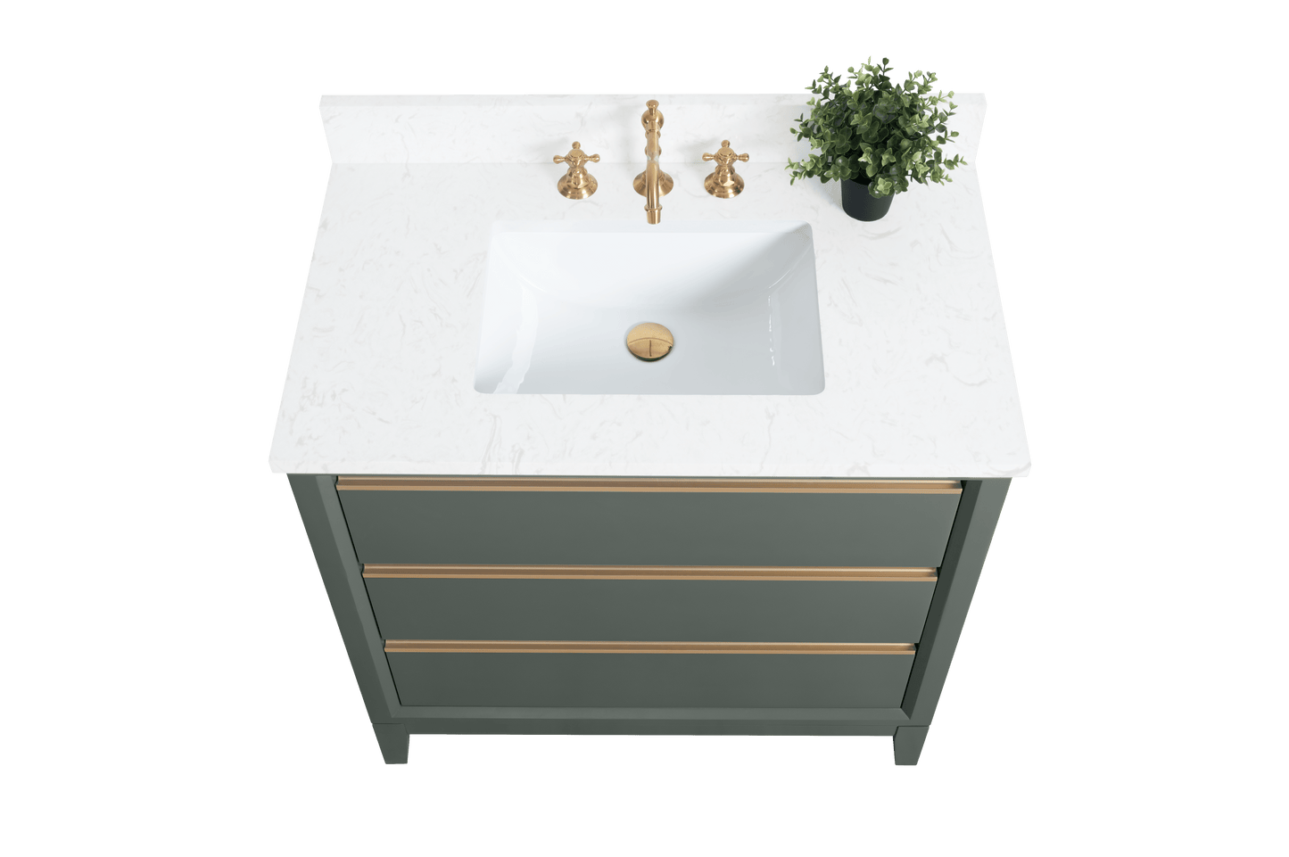 Vanity Art VA8036-VG 36 Inch Single Sink Bathroom Vanity in Vintage Green with Marble Countertop - Vanity Art VA8036-VG