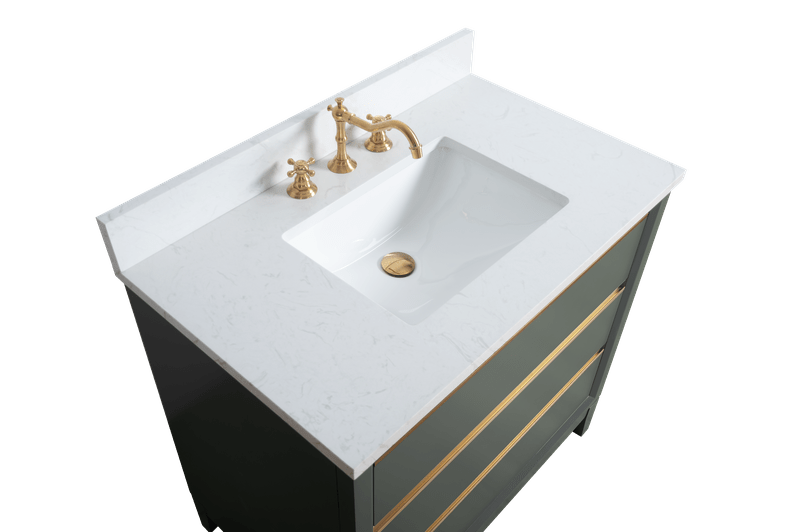 Vanity Art VA8036-VG 36 Inch Single Sink Bathroom Vanity in Vintage Green with Marble Countertop - Vanity Art VA8036-VG