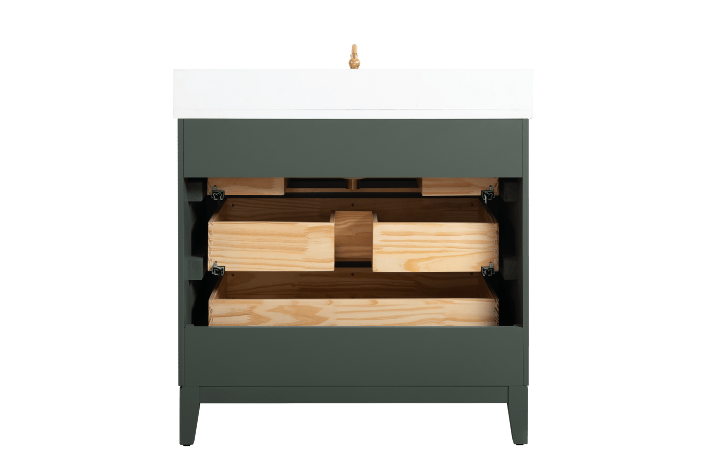 Vanity Art VA8036-VG 36 Inch Single Sink Bathroom Vanity in Vintage Green with Marble Countertop - Vanity Art VA8036-VG