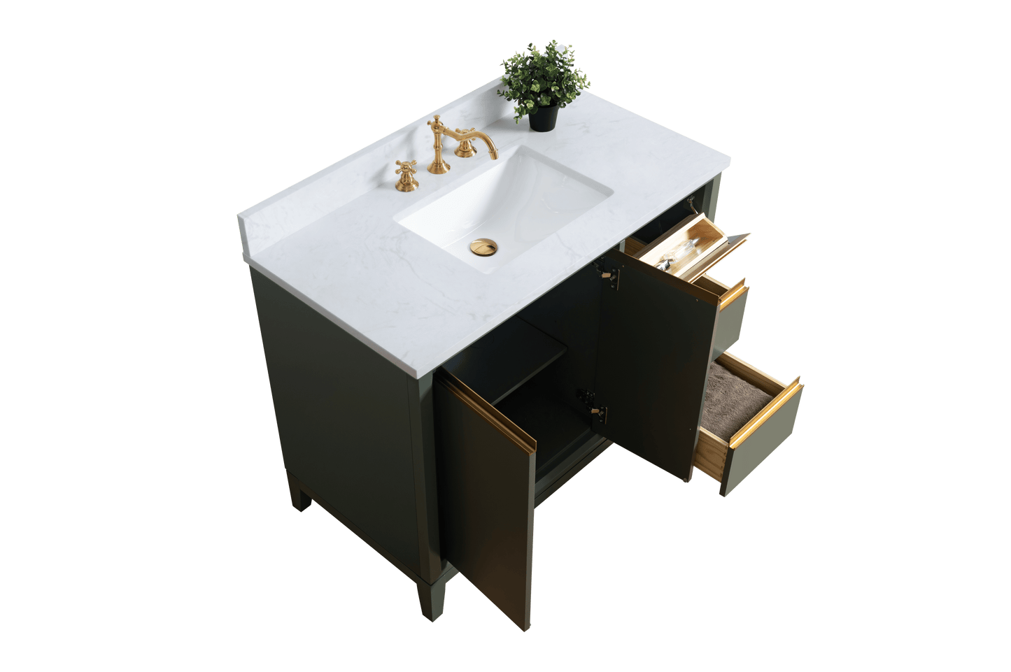 Vanity Art VA8042-VG 42 Inch Single Sink Bathroom Vanity in Vintage Green with Marble Countertop - Vanity Art VA8042-VG