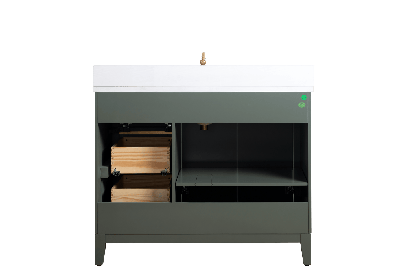 Vanity Art VA8042-VG 42 Inch Single Sink Bathroom Vanity in Vintage Green with Marble Countertop - Vanity Art VA8042-VG