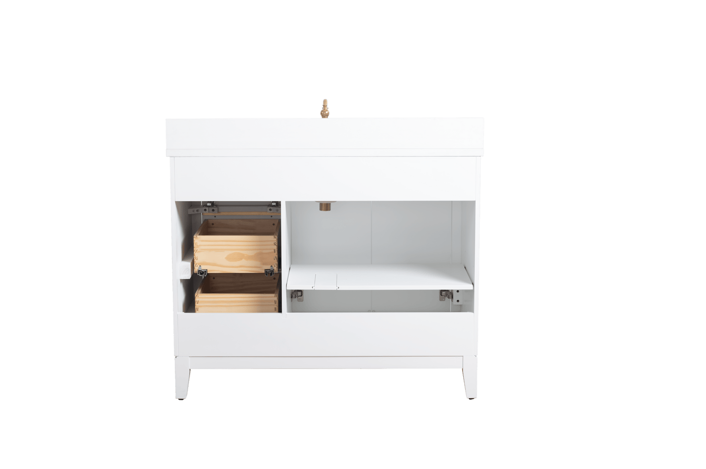 Vanity Art VA8042-W 42 Inch Single Sink Bathroom Vanity in White with Marble Countertop - Vanity Art VA8042-W