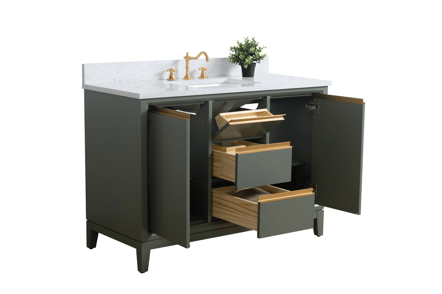 Vanity Art VA8048-VG 48 Inch Single Sink Bathroom Vanity in Vintage Green with Marble Countertop - Vanity Art VA8048-VG