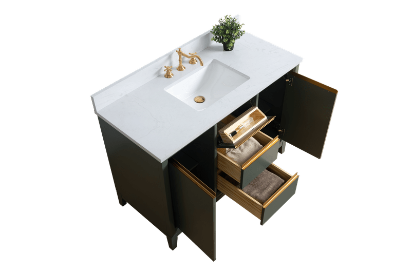 Vanity Art VA8048-VG 48 Inch Single Sink Bathroom Vanity in Vintage Green with Marble Countertop - Vanity Art VA8048-VG