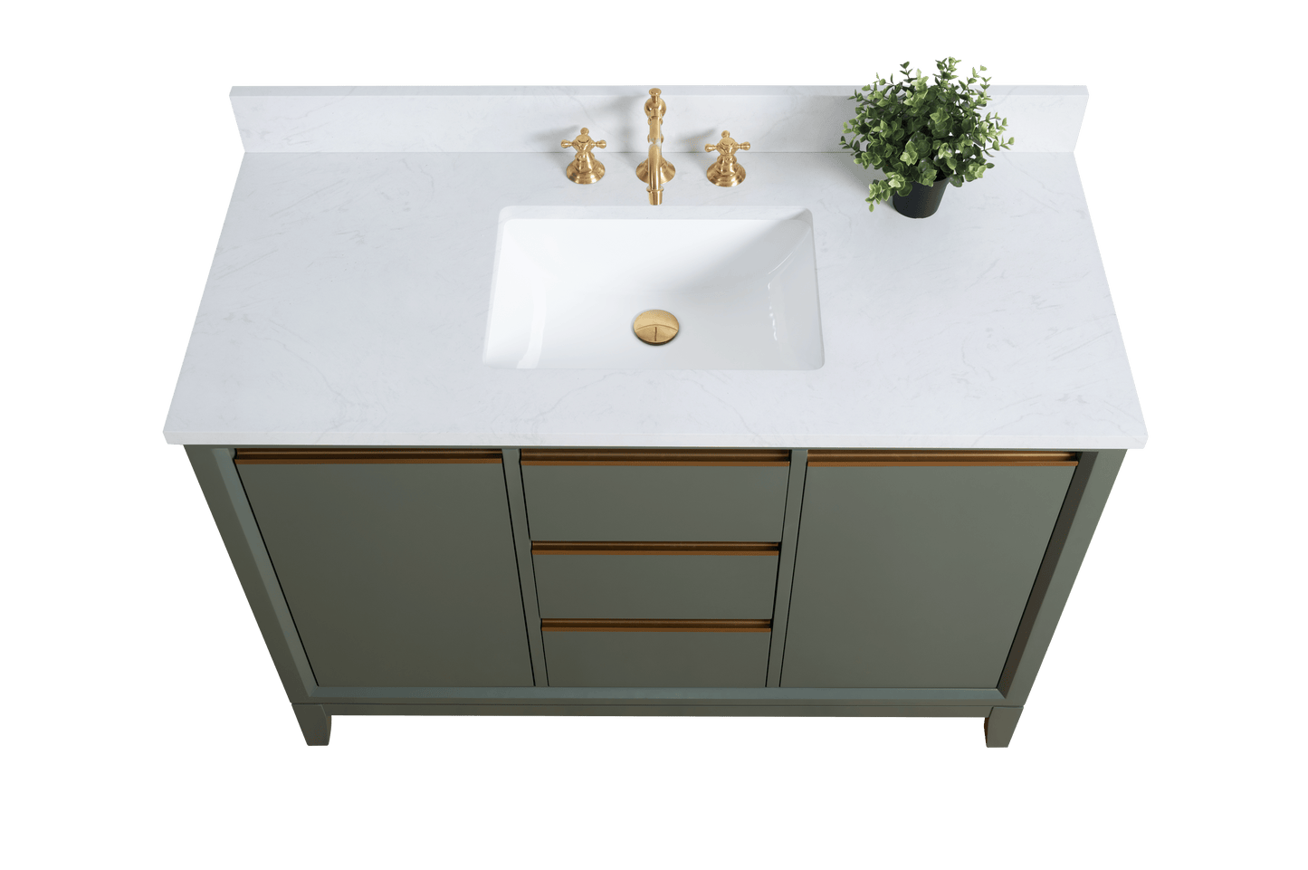 Vanity Art VA8048-VG 48 Inch Single Sink Bathroom Vanity in Vintage Green with Marble Countertop - Vanity Art VA8048-VG