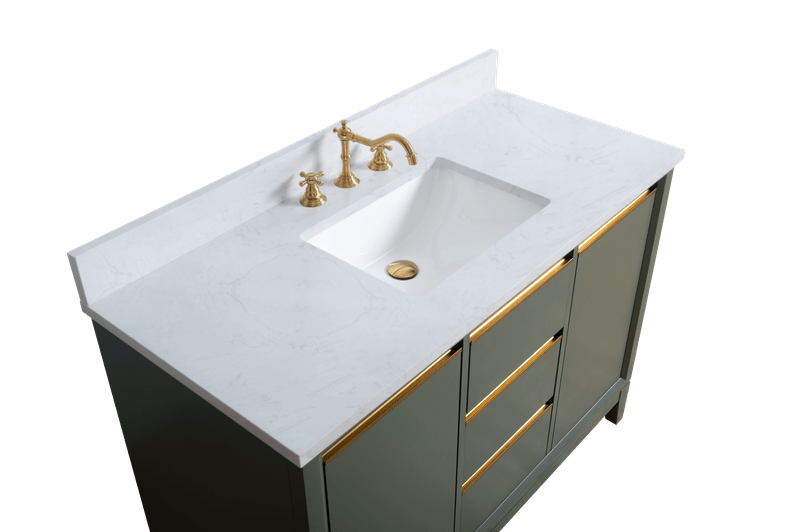 Vanity Art VA8048-VG 48 Inch Single Sink Bathroom Vanity in Vintage Green with Marble Countertop - Vanity Art VA8048-VG