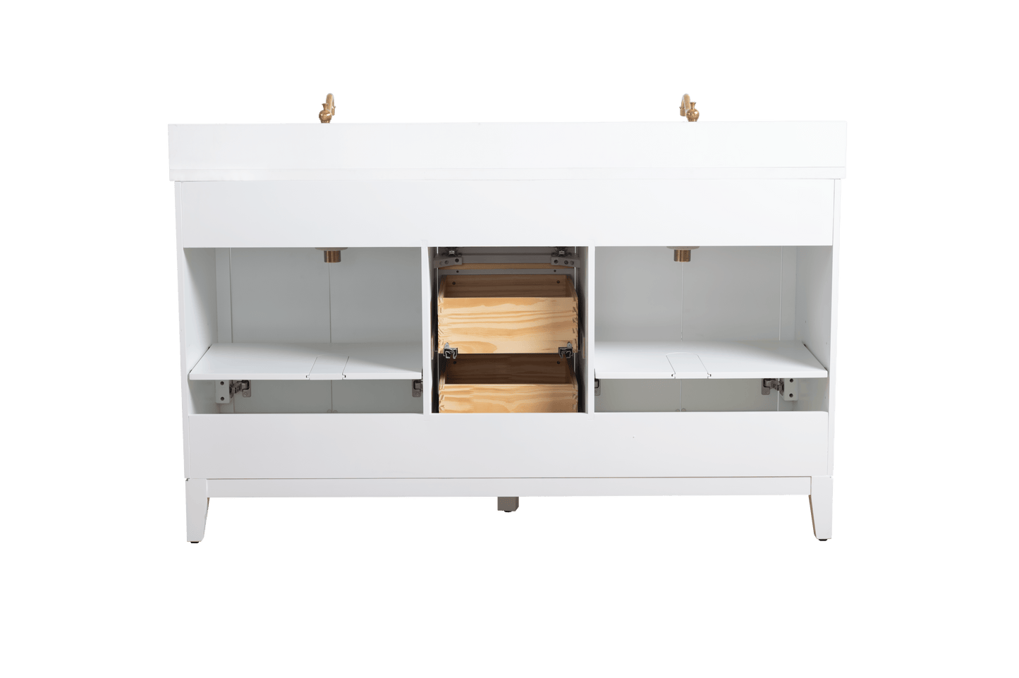 Vanity Art VA8060-DW 60 Inch Double Sink Bathroom Vanity in White with Marble Countertop - Vanity Art VA8060-DW