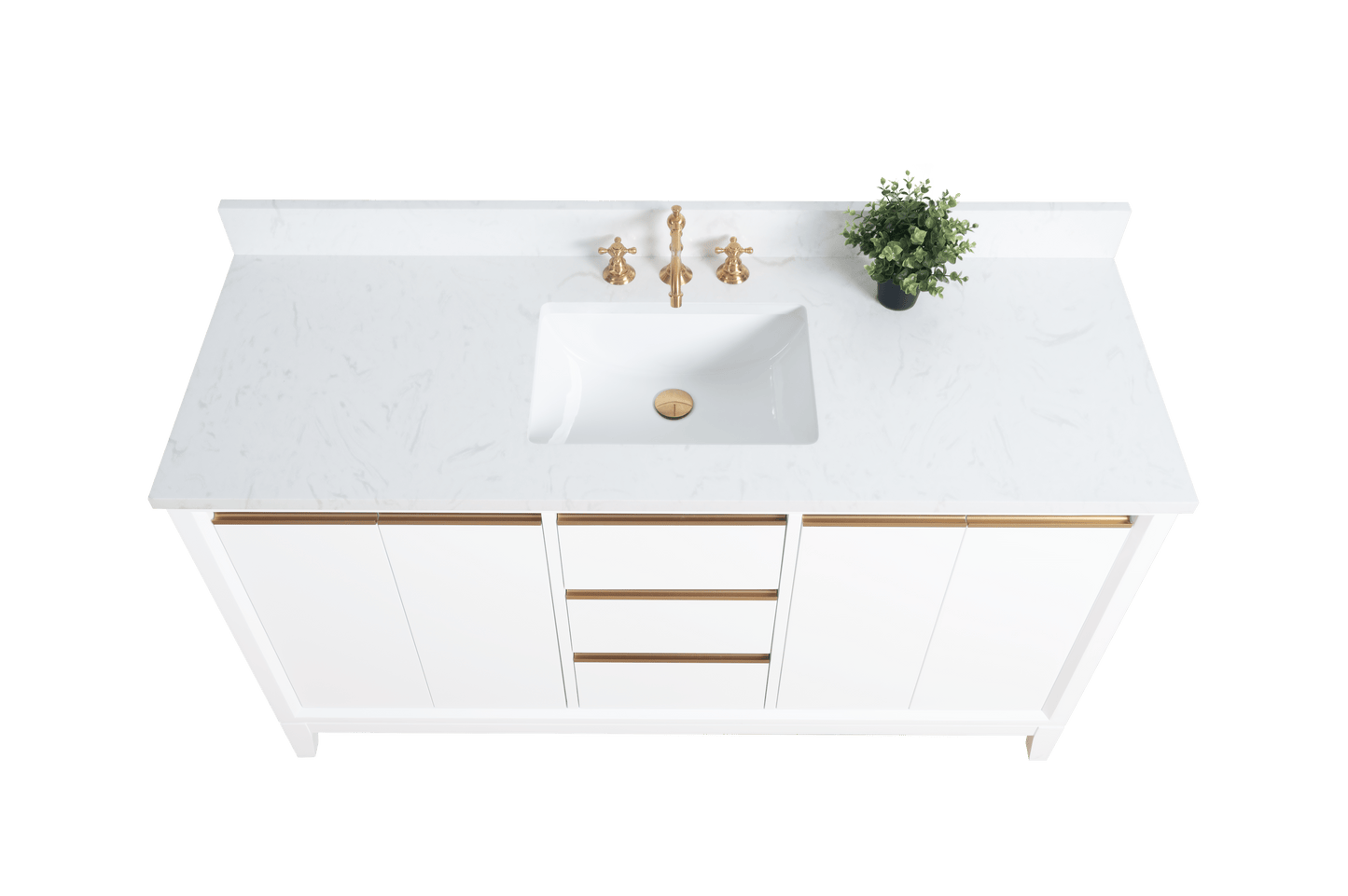 Vanity Art VA8060-SW 60 Inch Single Sink Bathroom Vanity in White with Marble Countertop - Vanity Art VA8060-SW