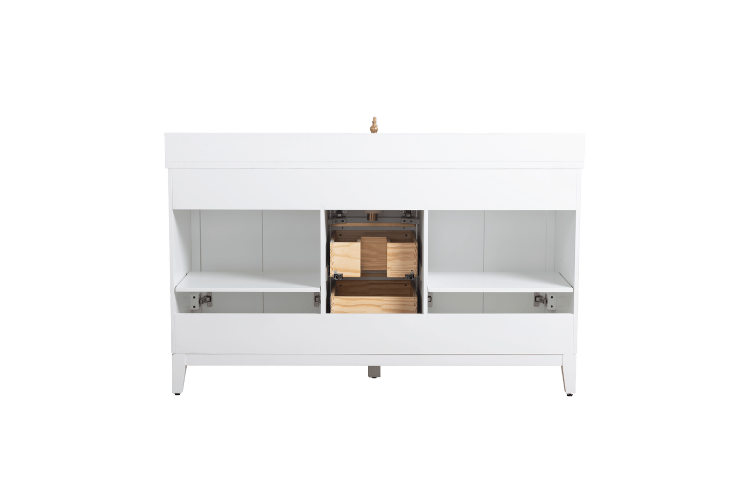 Vanity Art VA8060-SW 60 Inch Single Sink Bathroom Vanity in White with Marble Countertop - Vanity Art VA8060-SW