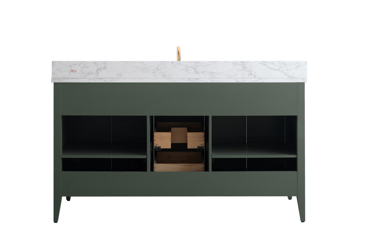 Vanity Art VA9060-SVG 60 Inch Single Sink Bathroom Vanity in Vintage Green with Marble Countertop - Vanity Art VA9060-SVG