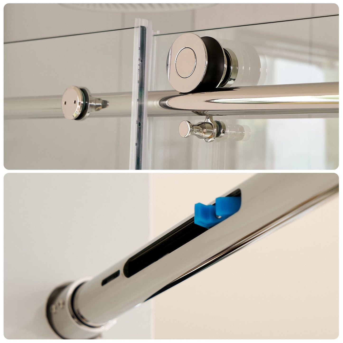 Vanity Art VASSD6076CH-SOFT Chrome Soft-Close 60 Inch x 76 Inch Frameless Single-Sliding Shower Door with Explosion-Proof Clear Glass - Vanity Art VASSD6076CH-SOFT