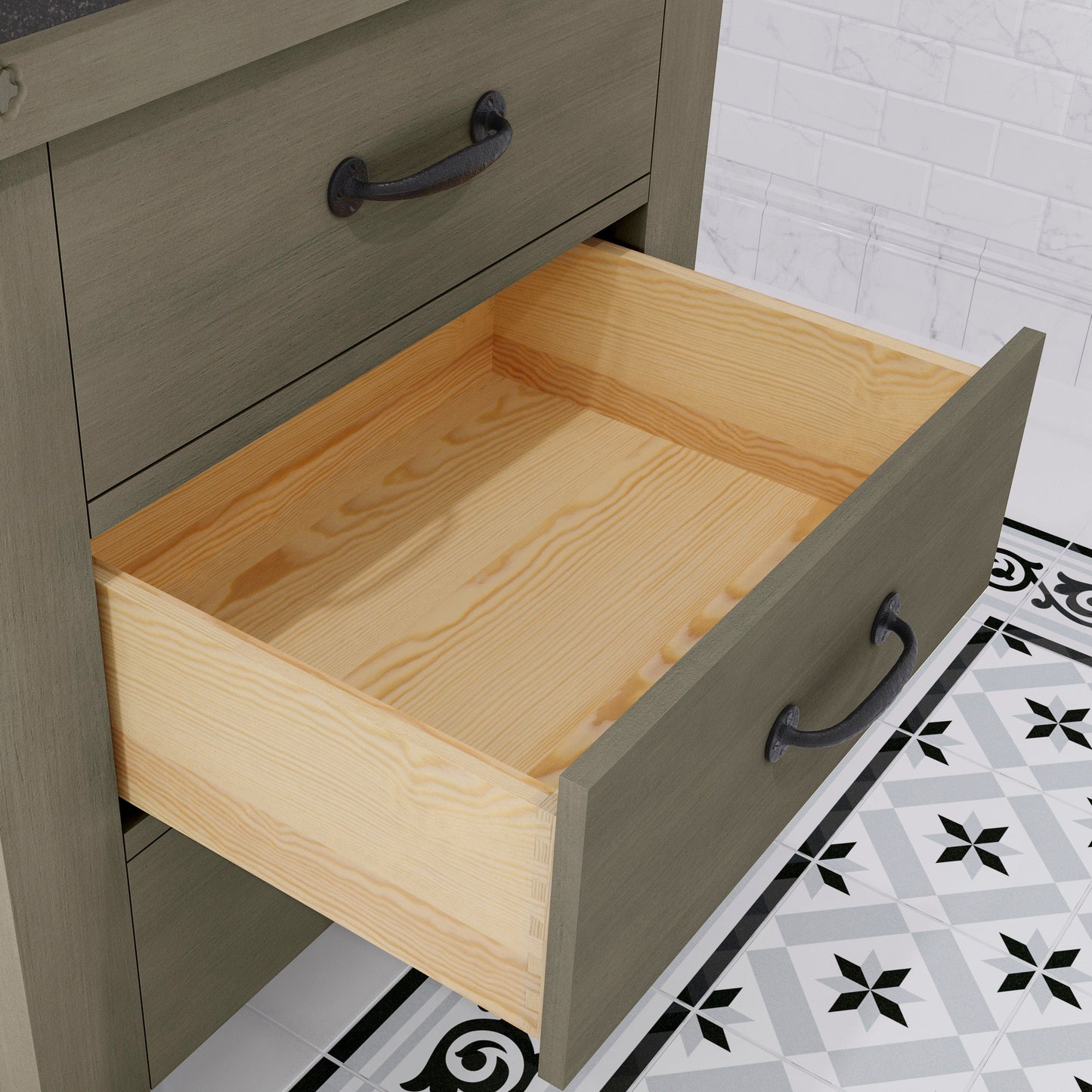 Water Creation AB30BL03GG-000000000 ABERDEEN 30"W x 34"H Grizzle Gray Single-Sink Vanity with Blue Limestone Countertop (Vanity Only)
