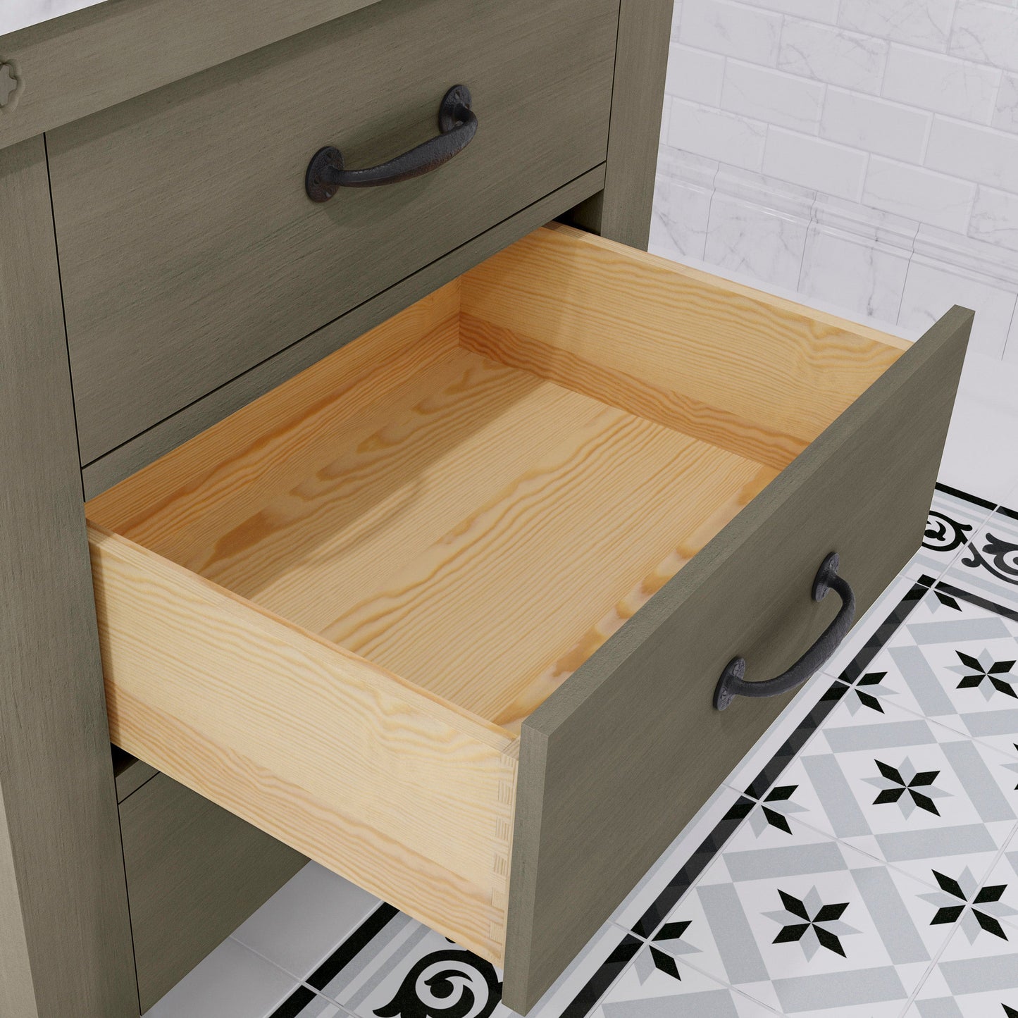Water Creation AB30CW03GG-000BX1203 ABERDEEN 30"W x 34"H Grizzle Gray Single-Sink Vanity with Carrara White Marble Countertop + Faucet