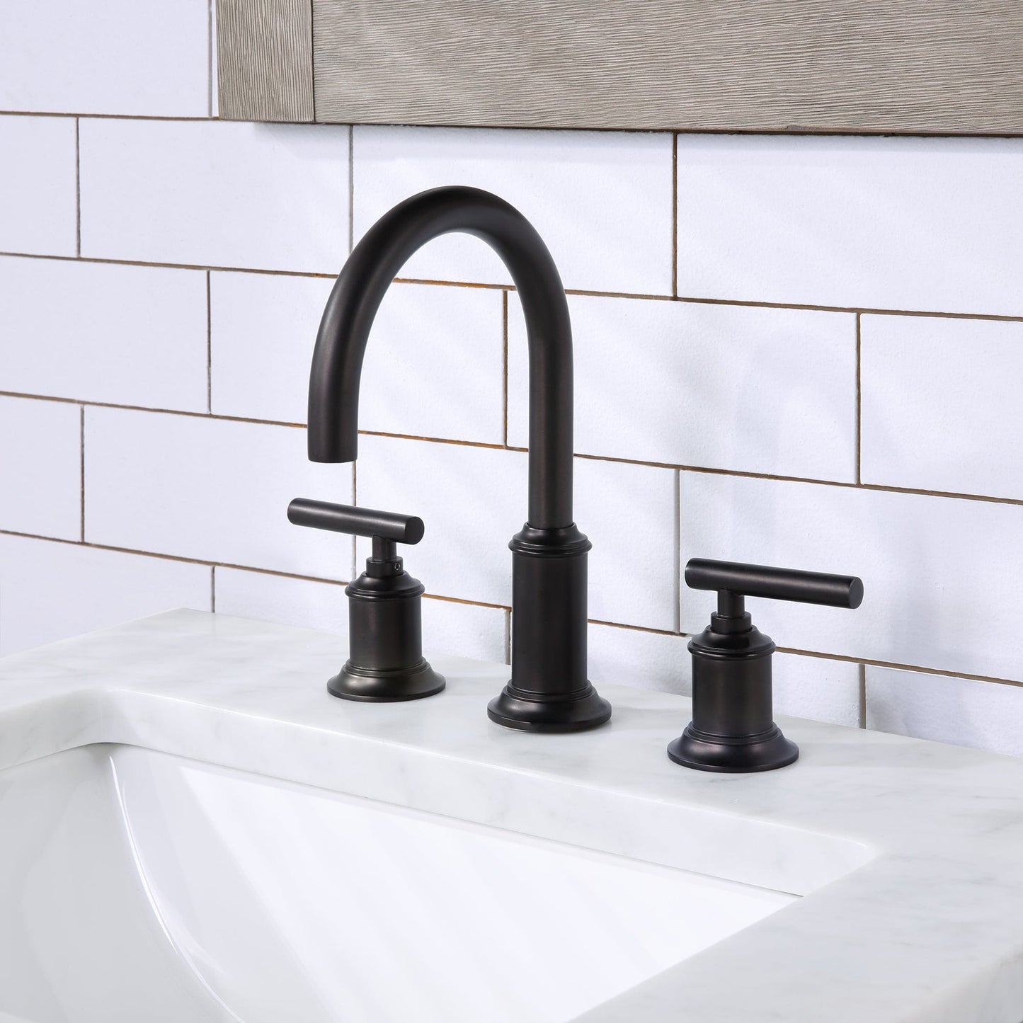 Water Creation CH24CW03GK-R21000000 CHESTNUT 24"W x 34.2"H Gray Oak Single-Sink Vanity with Carrara White Marble Countertop + Mirror