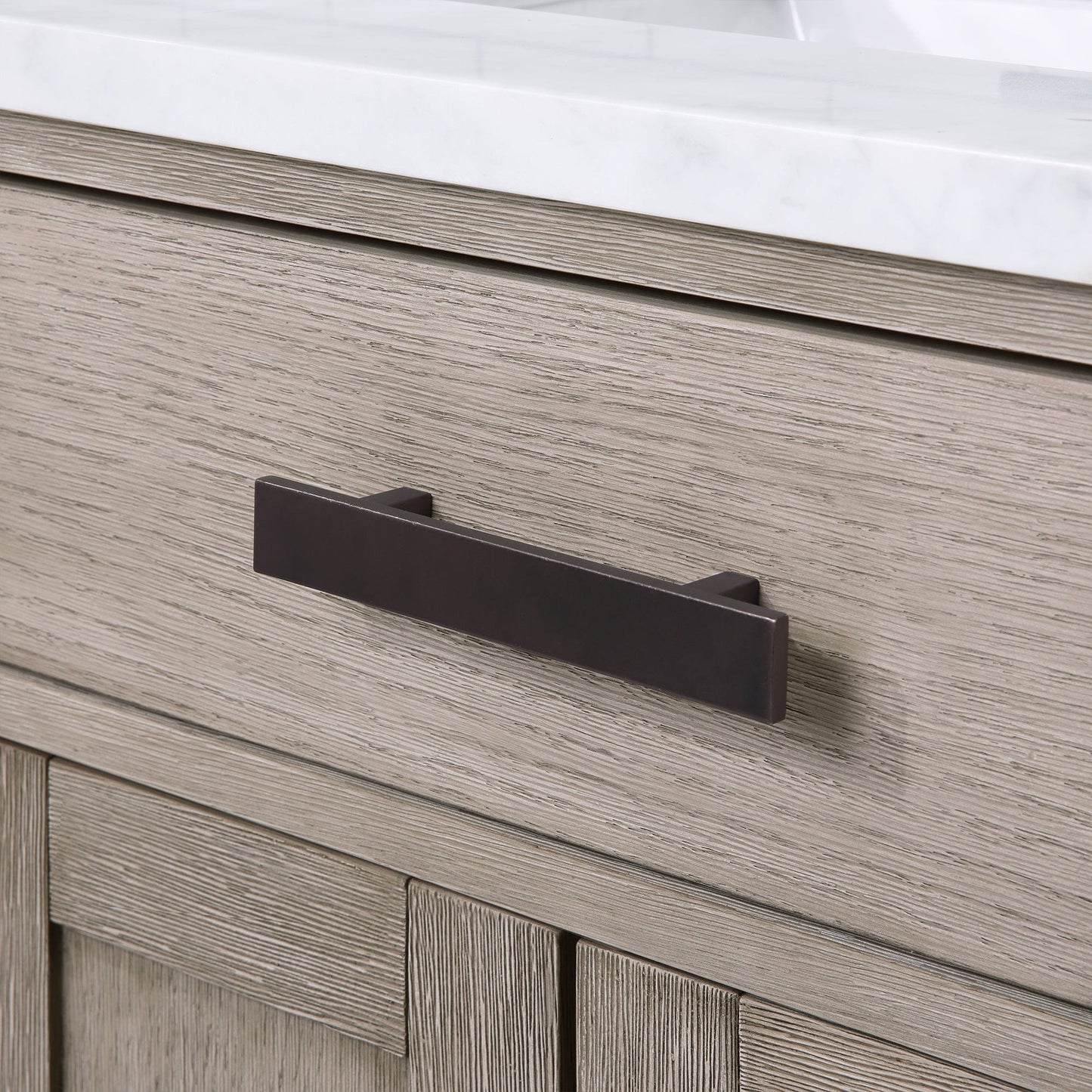 Water Creation CH24CW03GK-R21BL1403 CHESTNUT 24"W x 34.2"H Gray Oak Single-Sink Vanity with Carrara White Marble Countertop + Faucet & Mirror