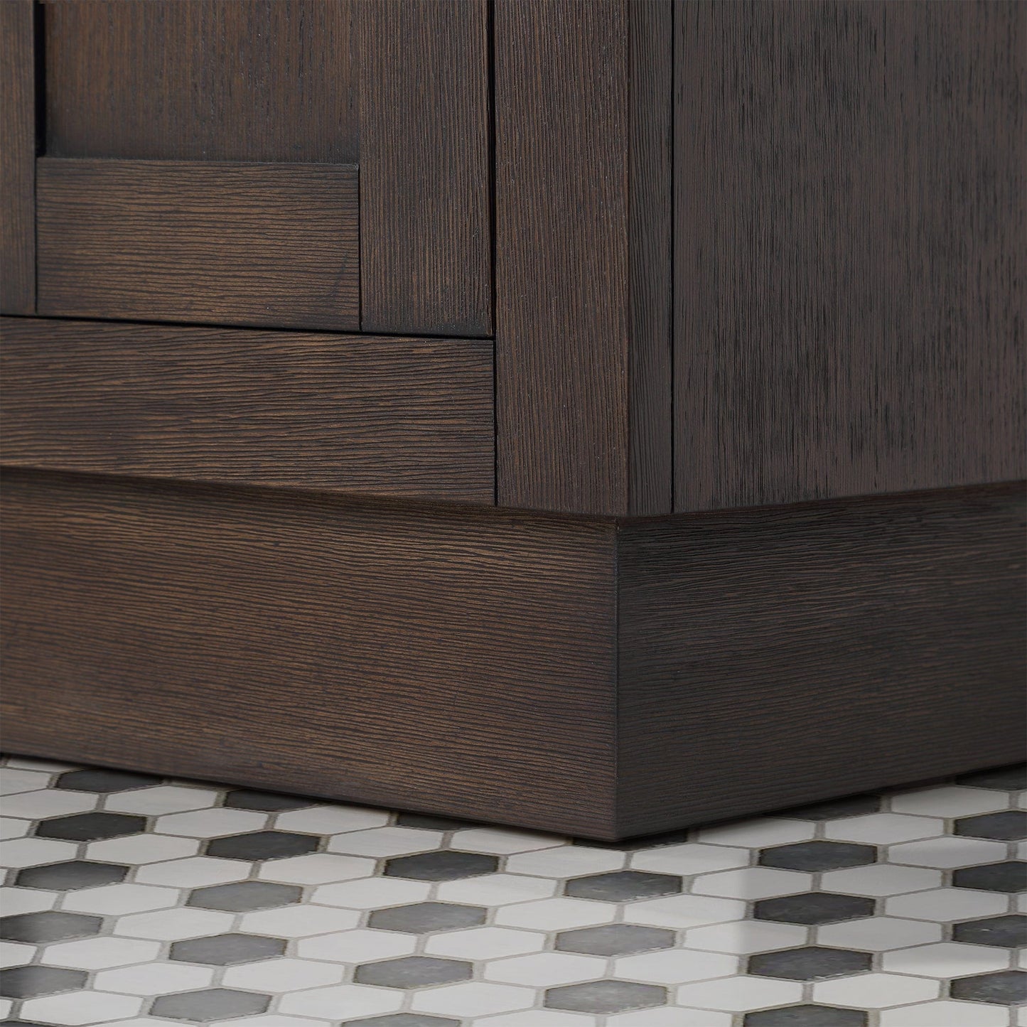 Water Creation CH24CW06BK-R21BL1406 CHESTNUT 24"W x 34.2"H Brown Oak Single-Sink Vanity with Carrara White Marble Countertop + Faucet & Mirror