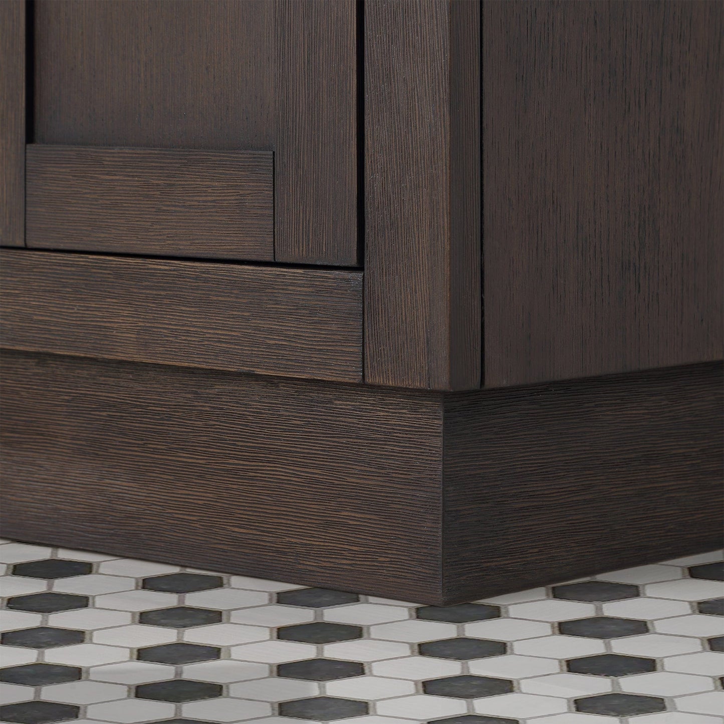Water Creation CH60CW06BK-R21000000 CHESTNUT 60"W x 34.2"H Brown Oak Double-Sink Vanity with Carrara White Marble Countertop + Mirrors