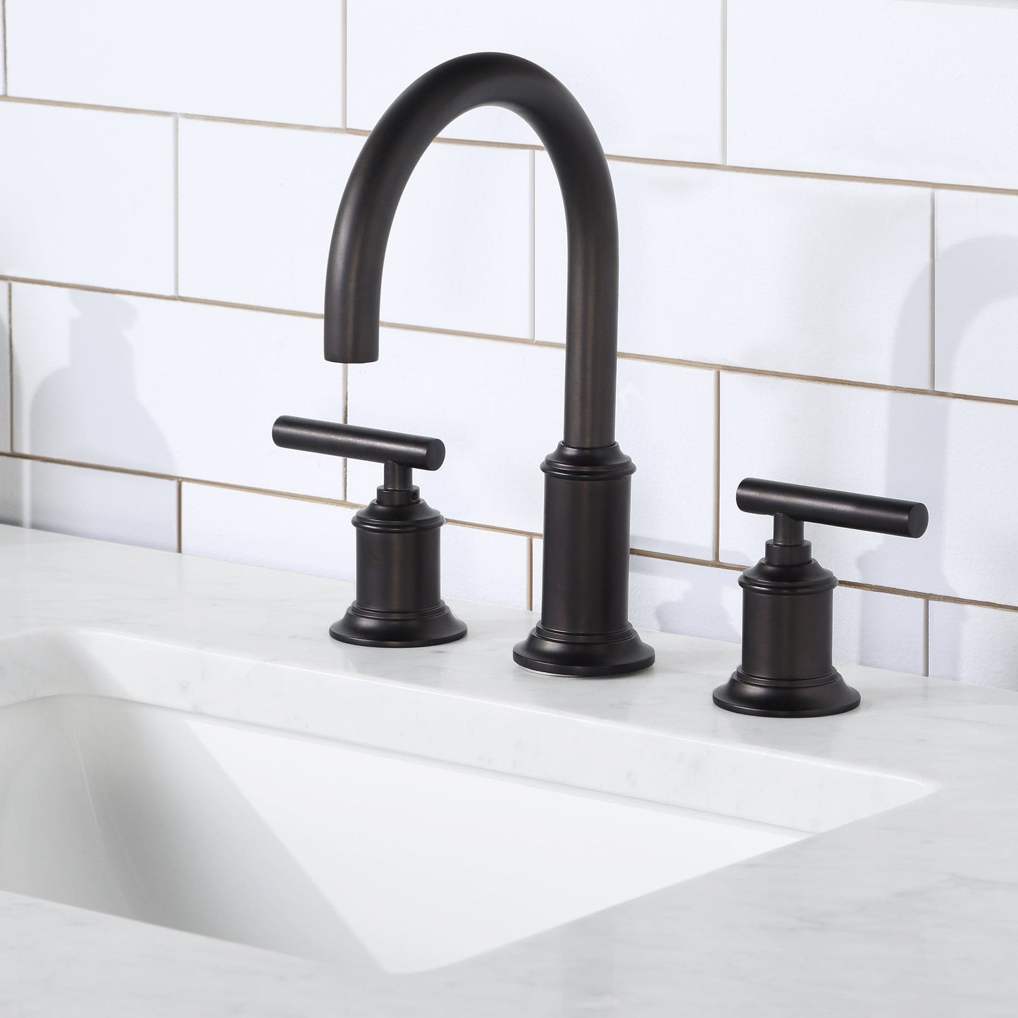 Water Creation CH72CW03GK-R21BL1403 CHESTNUT 72"W x 34.2"H Gray Oak Double-Sink Vanity with Carrara White Marble Countertop + Faucets & Mirrors