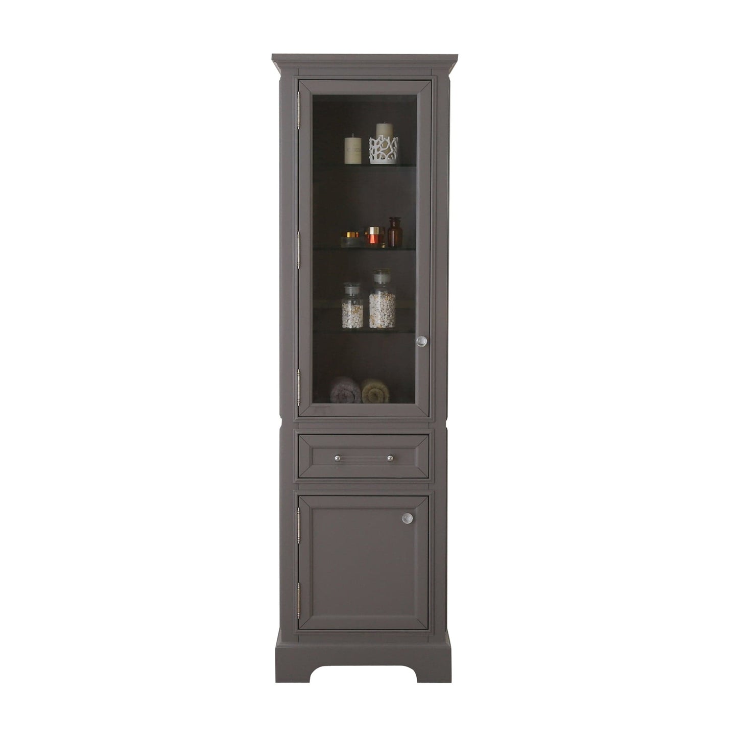 Water Creation DERBY-LC-G Derby Collection Linen Cabinet In Cashmere Grey