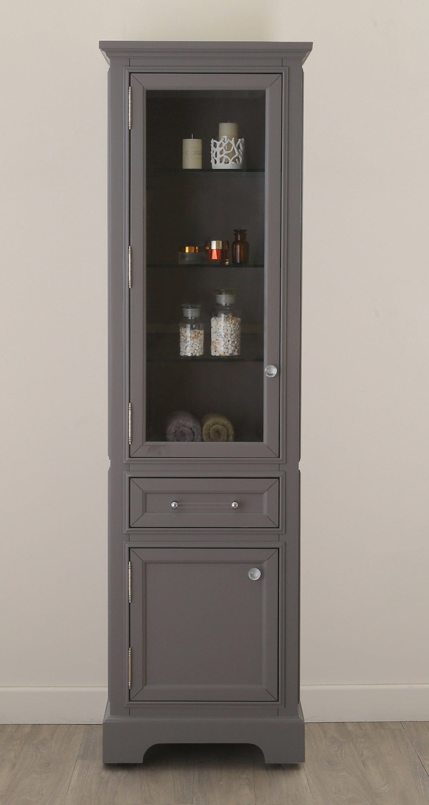 Water Creation DERBY-LC-G Derby Collection Linen Cabinet In Cashmere Grey