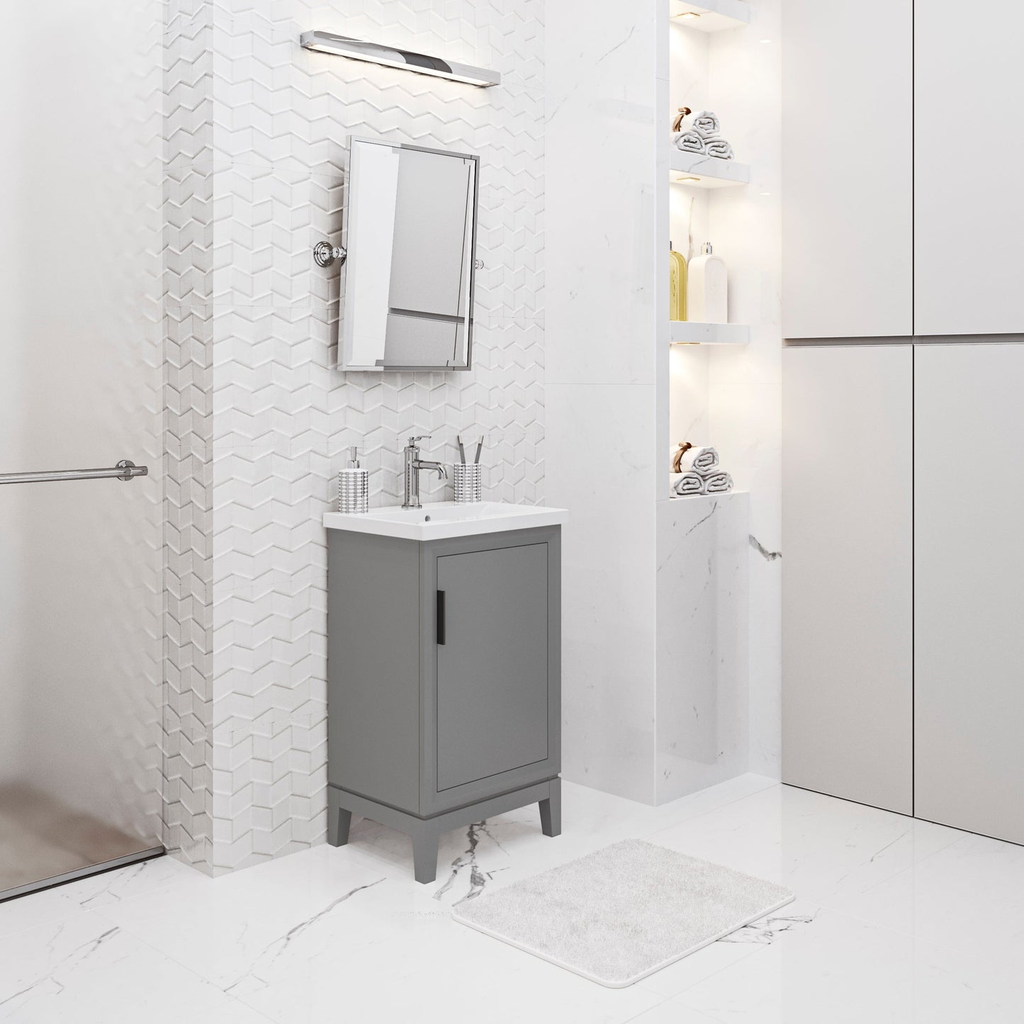 Water Creation EA20CR01CG-000000000 ELSA 20.5"W x 34"H Cashmere Gray Integrated Ceramic Sink Vanity (Vanity Only)