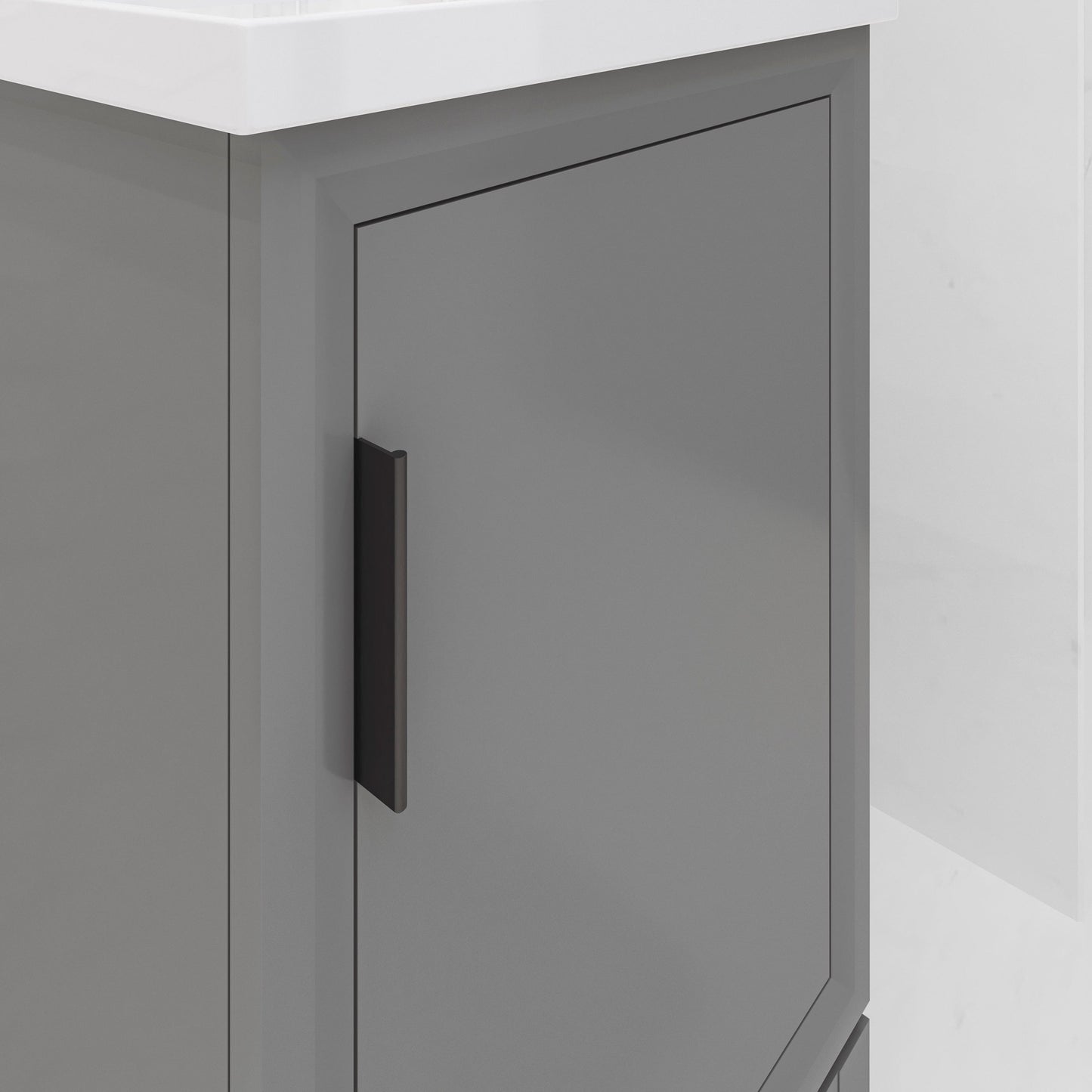Water Creation EA20CR01CG-000NH0101 ELSA 20.5"W x 34"H Cashmere Gray Integrated Ceramic Sink Vanity + Modern Single Faucet