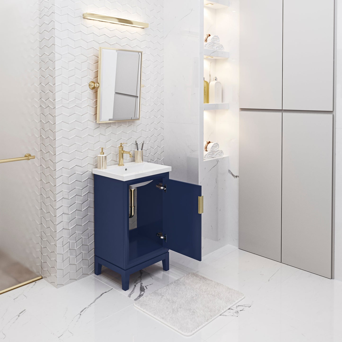 Water Creation EA20CR06MB-000000000 ELSA 20.5"W x 34"H Monarch Blue Integrated Ceramic Sink Vanity (Vanity Only)
