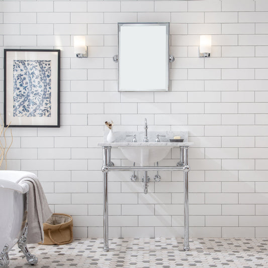 Water Creation EB30D-0112 EMBASSY 30"W x 34"H Single Washstand , P-Trap, Countertop with Sink, and F2-0012 Faucet included, in Chrome Finish