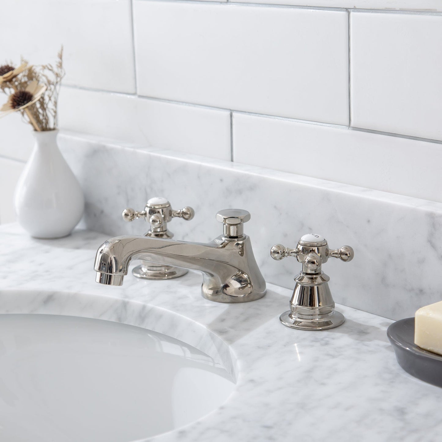 Water Creation EB30D-0509 EMBASSY 30"W x 34"H Single Washstand , P-Trap, Countertop with Sink, and F2-0009 Faucet included, in Polished Nickel Finish