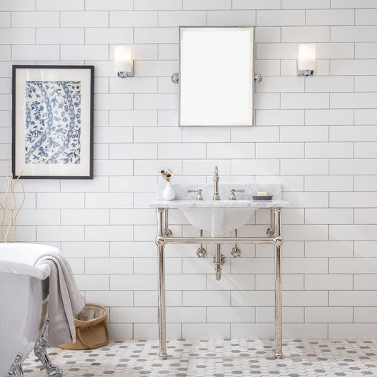 Water Creation EB30D-0512 EMBASSY 30"W x 34"H Single Washstand , P-Trap, Countertop with Sink, and F2-0012 Faucet included, in Polished Nickel Finish