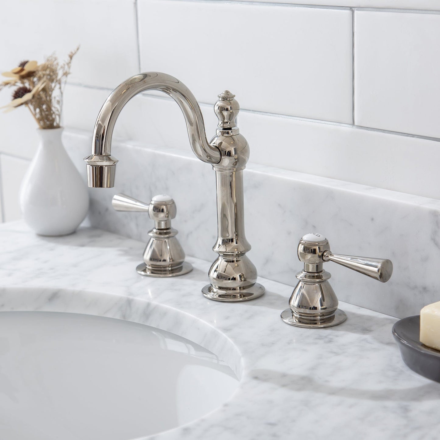 Water Creation EB30D-0512 EMBASSY 30"W x 34"H Single Washstand , P-Trap, Countertop with Sink, and F2-0012 Faucet included, in Polished Nickel Finish
