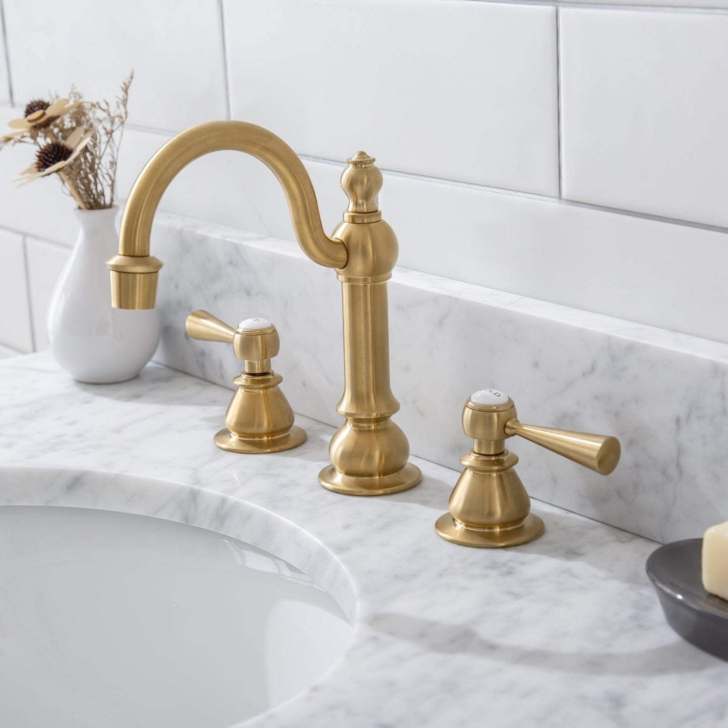 Water Creation EB30D-0612 EMBASSY 30"W x 34"H Single Washstand , P-Trap, Countertop with Sink, and F2-0012 Faucet included, in Satin Gold Finish