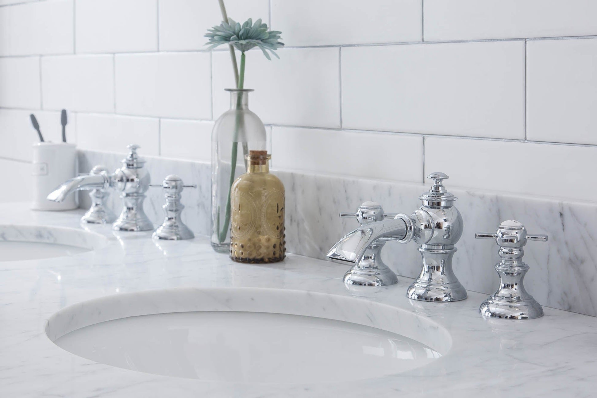 Water Creation EB60E-0113 EMBASSY 60"W x 34"H  Double Washstand , P-Trap, Countertop with Sink, F2-0013 Faucet and Mirror included, in Chrome Finish