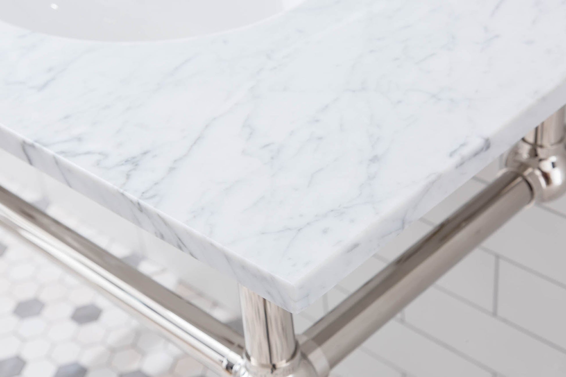 Water Creation EB60E-0509 EMBASSY 60"W x 34"H  Double Washstand , P-Trap, Countertop with Sink, F2-0009 Faucet and Mirror included, in Polished Nickel Finish